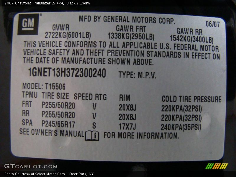 Black / Ebony 2007 Chevrolet TrailBlazer SS 4x4