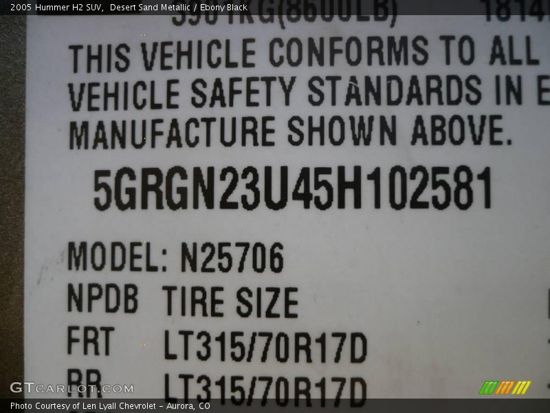 Desert Sand Metallic / Ebony Black 2005 Hummer H2 SUV