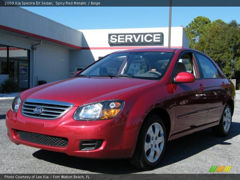 Spicy Red Metallic / Beige 2009 Kia Spectra EX Sedan