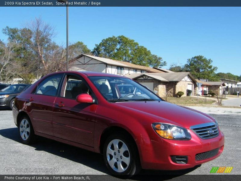 Spicy Red Metallic / Beige 2009 Kia Spectra EX Sedan