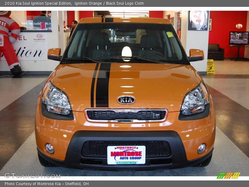 Ignition Orange / Black Soul Logo Cloth 2010 Kia Soul Ignition Special Edition