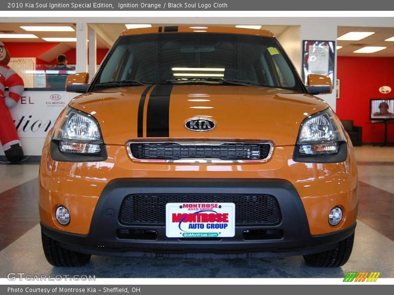 Ignition Orange / Black Soul Logo Cloth 2010 Kia Soul Ignition Special Edition