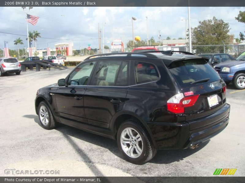 Black Sapphire Metallic / Black 2006 BMW X3 3.0i