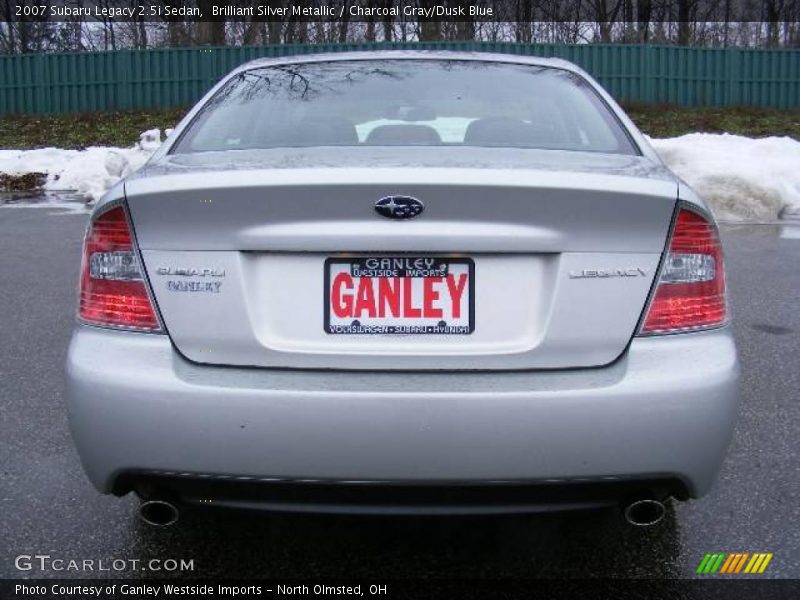 Brilliant Silver Metallic / Charcoal Gray/Dusk Blue 2007 Subaru Legacy 2.5i Sedan