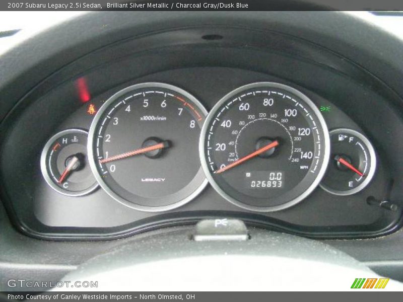 Brilliant Silver Metallic / Charcoal Gray/Dusk Blue 2007 Subaru Legacy 2.5i Sedan