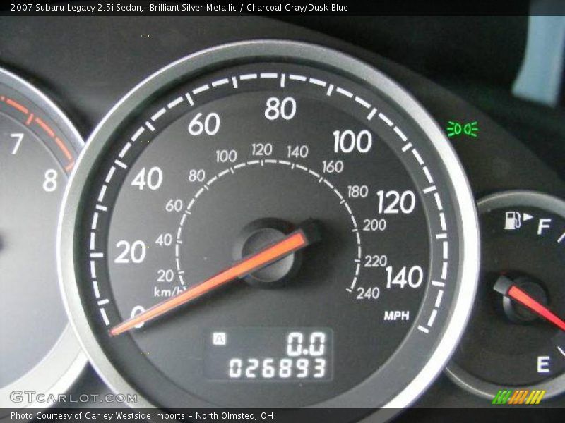 Brilliant Silver Metallic / Charcoal Gray/Dusk Blue 2007 Subaru Legacy 2.5i Sedan