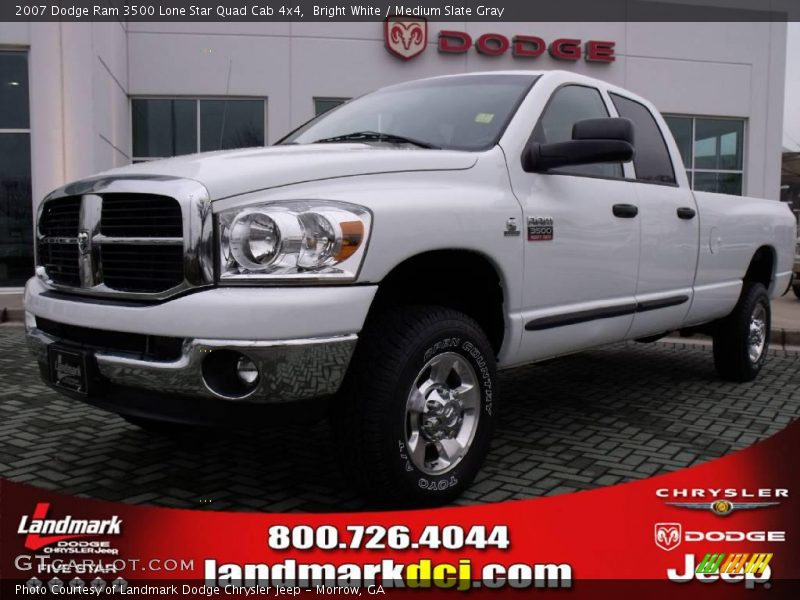 Bright White / Medium Slate Gray 2007 Dodge Ram 3500 Lone Star Quad Cab 4x4