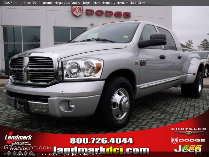 Bright Silver Metallic / Medium Slate Gray 2007 Dodge Ram 3500 Laramie Mega Cab Dually