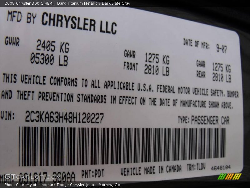 Dark Titanium Metallic / Dark Slate Gray 2008 Chrysler 300 C HEMI