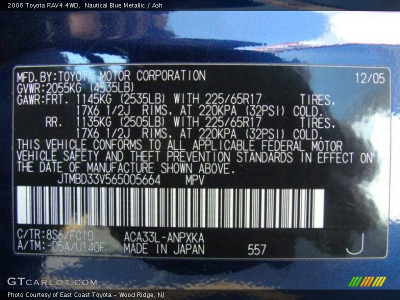 Nautical Blue Metallic / Ash 2006 Toyota RAV4 4WD