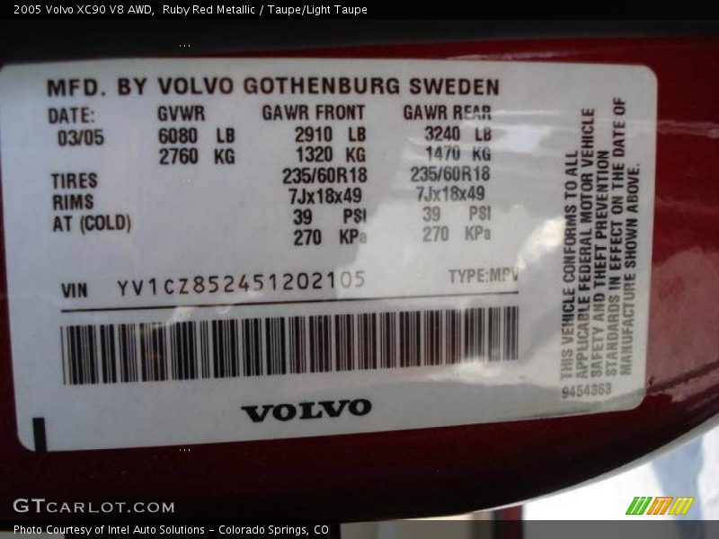 Ruby Red Metallic / Taupe/Light Taupe 2005 Volvo XC90 V8 AWD