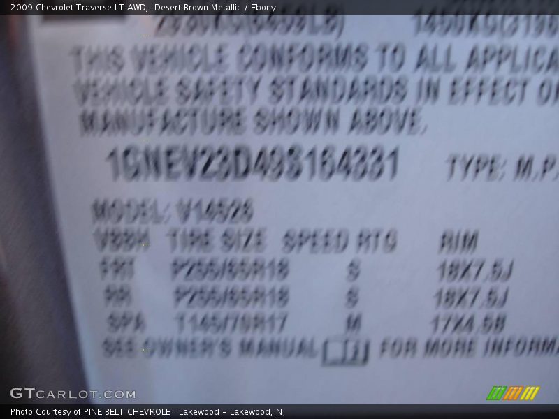 Desert Brown Metallic / Ebony 2009 Chevrolet Traverse LT AWD