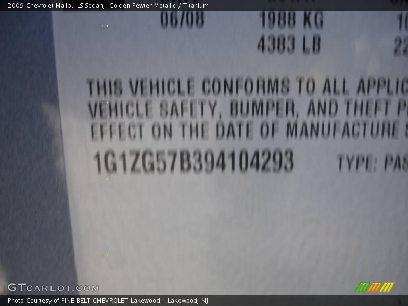 Golden Pewter Metallic / Titanium 2009 Chevrolet Malibu LS Sedan