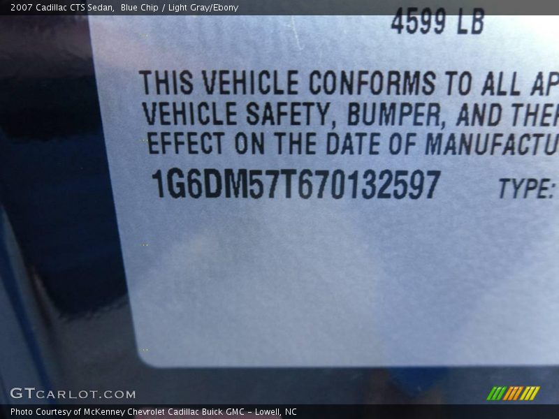 Blue Chip / Light Gray/Ebony 2007 Cadillac CTS Sedan