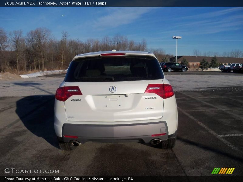 Aspen White Pearl / Taupe 2008 Acura MDX Technology