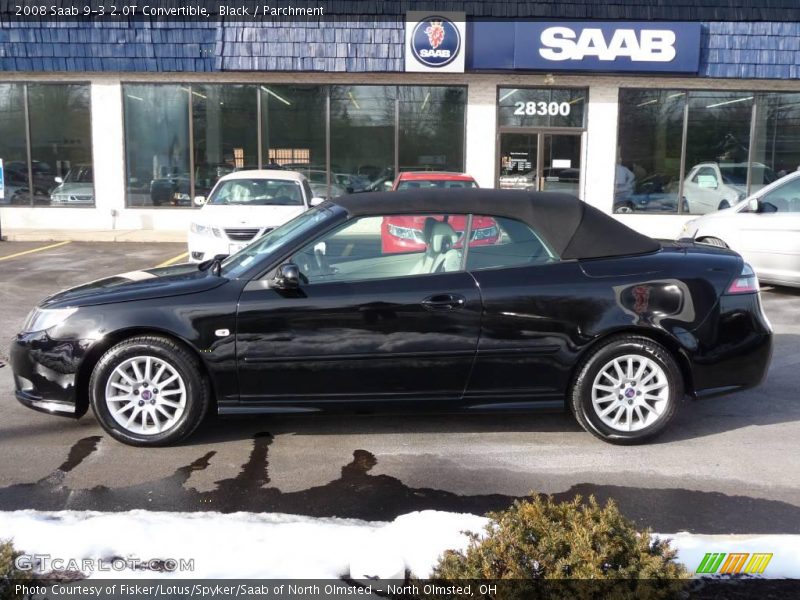 Black / Parchment 2008 Saab 9-3 2.0T Convertible