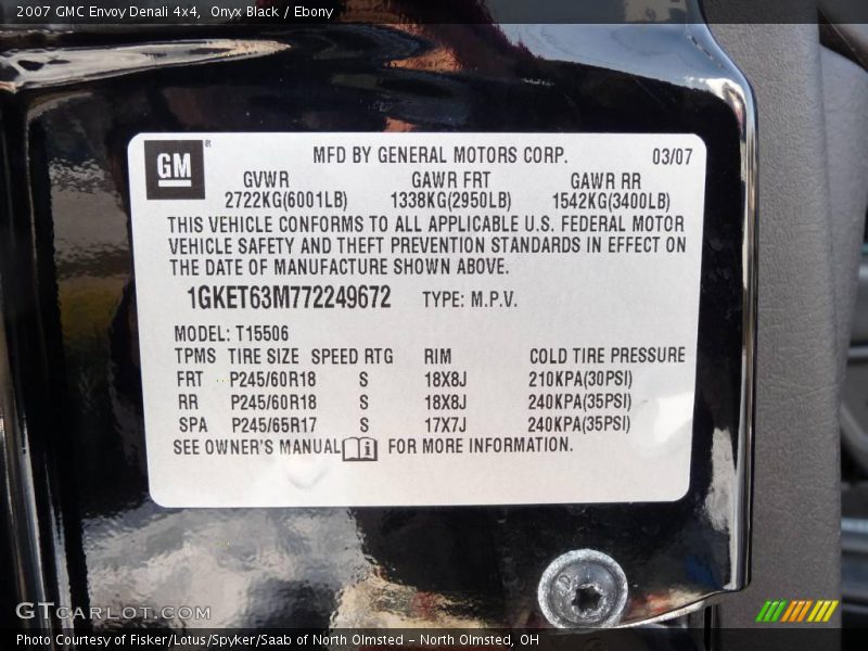 Onyx Black / Ebony 2007 GMC Envoy Denali 4x4