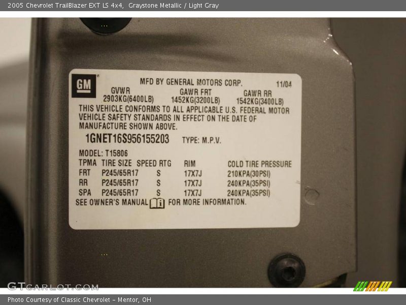 Graystone Metallic / Light Gray 2005 Chevrolet TrailBlazer EXT LS 4x4