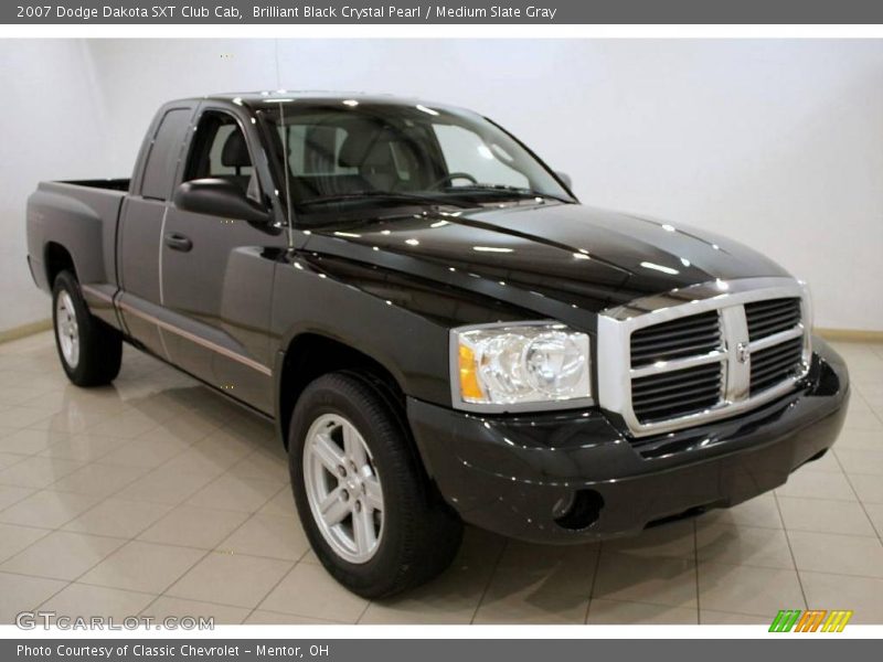 Brilliant Black Crystal Pearl / Medium Slate Gray 2007 Dodge Dakota SXT Club Cab