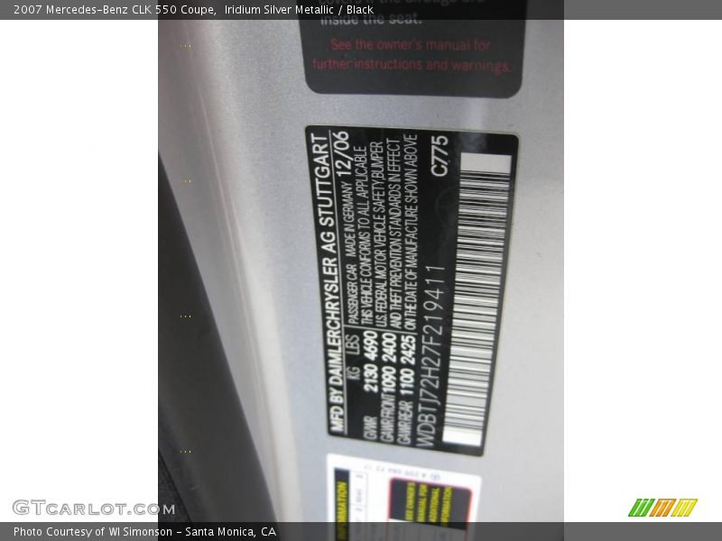 Iridium Silver Metallic / Black 2007 Mercedes-Benz CLK 550 Coupe
