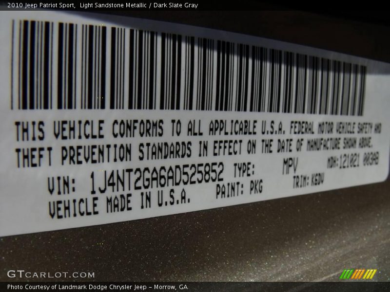 Light Sandstone Metallic / Dark Slate Gray 2010 Jeep Patriot Sport
