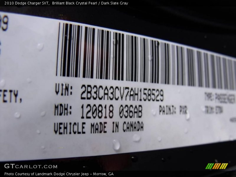 Brilliant Black Crystal Pearl / Dark Slate Gray 2010 Dodge Charger SXT