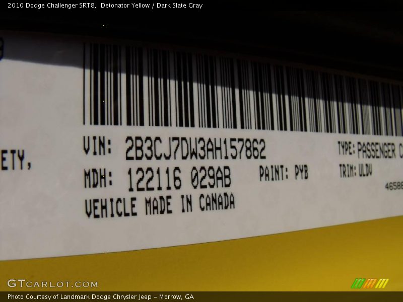 Detonator Yellow / Dark Slate Gray 2010 Dodge Challenger SRT8