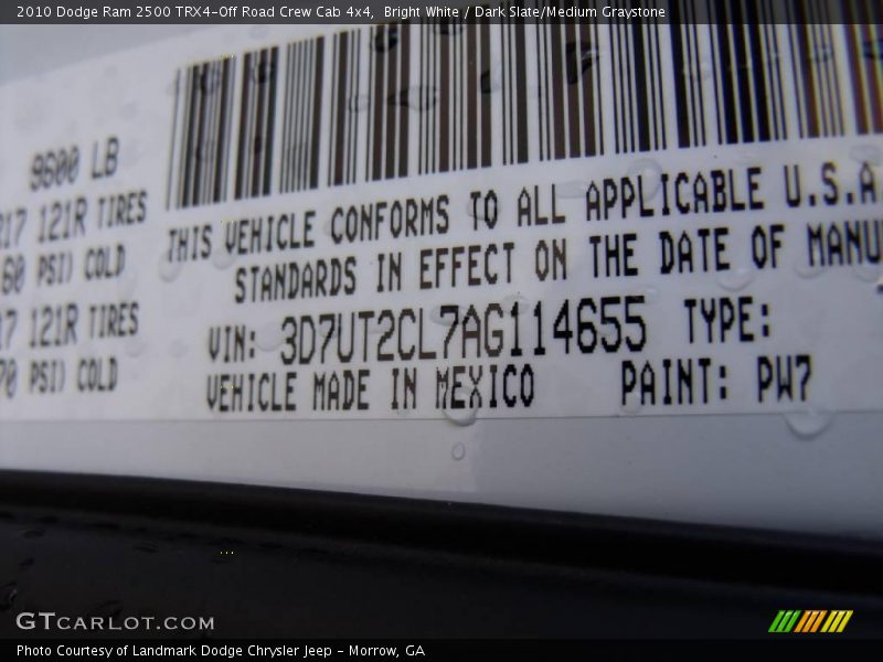 Bright White / Dark Slate/Medium Graystone 2010 Dodge Ram 2500 TRX4-Off Road Crew Cab 4x4