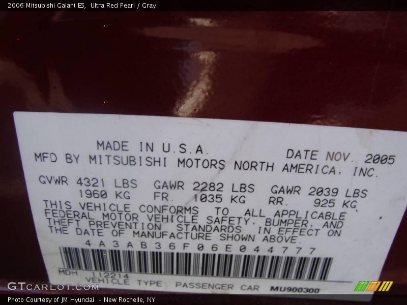 Ultra Red Pearl / Gray 2006 Mitsubishi Galant ES
