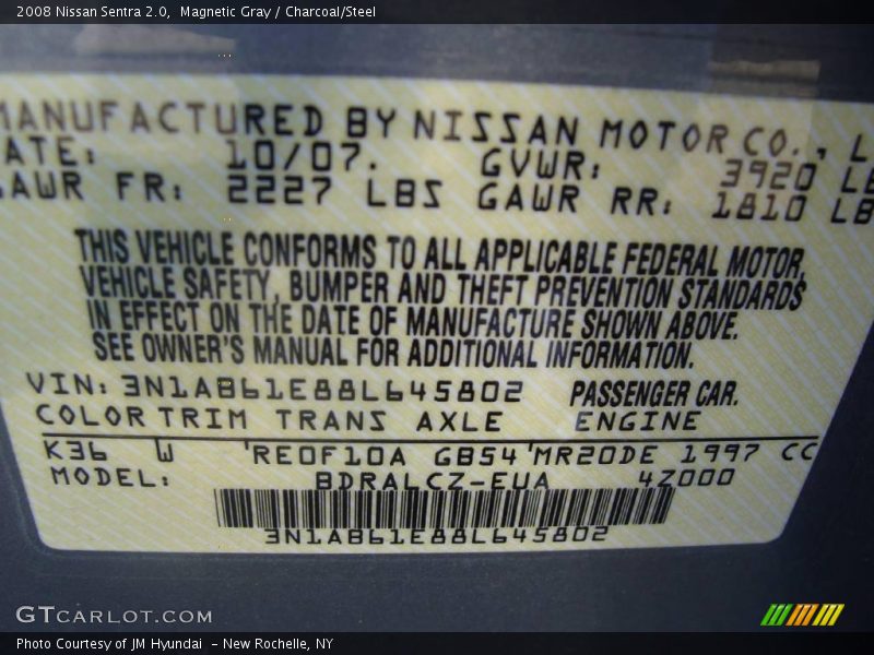 Magnetic Gray / Charcoal/Steel 2008 Nissan Sentra 2.0