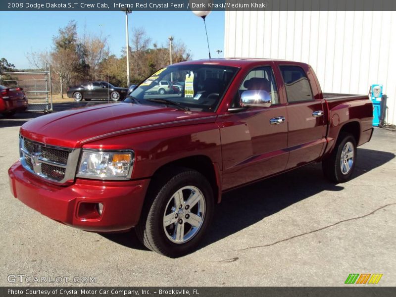 Inferno Red Crystal Pearl / Dark Khaki/Medium Khaki 2008 Dodge Dakota SLT Crew Cab