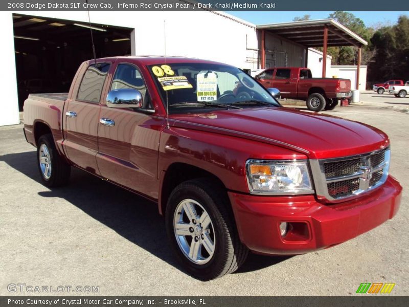 Inferno Red Crystal Pearl / Dark Khaki/Medium Khaki 2008 Dodge Dakota SLT Crew Cab