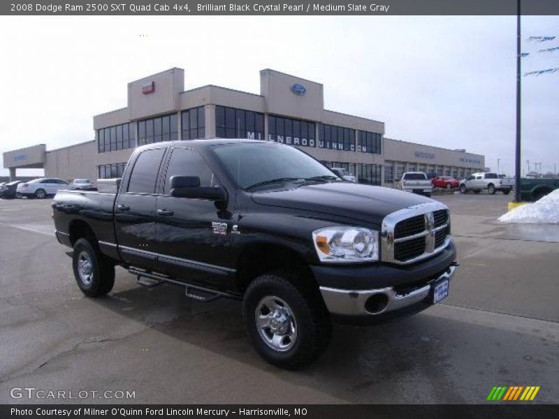 Brilliant Black Crystal Pearl / Medium Slate Gray 2008 Dodge Ram 2500 SXT Quad Cab 4x4
