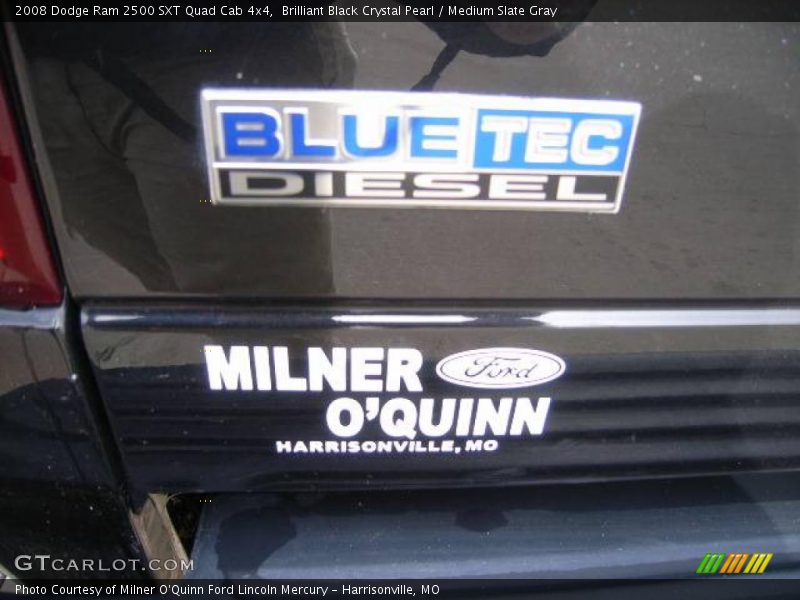 Brilliant Black Crystal Pearl / Medium Slate Gray 2008 Dodge Ram 2500 SXT Quad Cab 4x4