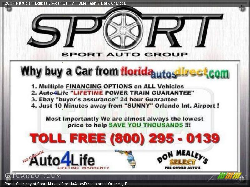 Still Blue Pearl / Dark Charcoal 2007 Mitsubishi Eclipse Spyder GT