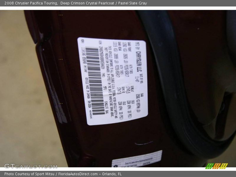 Deep Crimson Crystal Pearlcoat / Pastel Slate Gray 2008 Chrysler Pacifica Touring