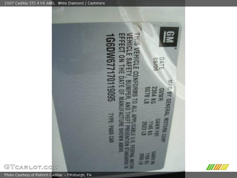 White Diamond / Cashmere 2007 Cadillac STS 4 V6 AWD