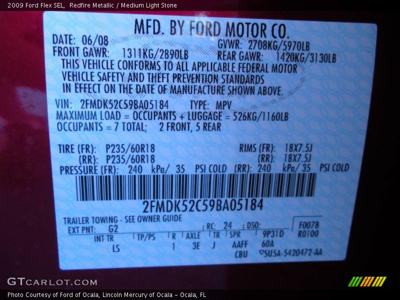 Redfire Metallic / Medium Light Stone 2009 Ford Flex SEL