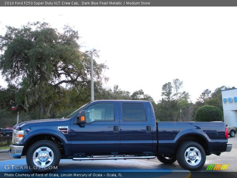 Dark Blue Pearl Metallic / Medium Stone 2010 Ford F250 Super Duty XLT Crew Cab