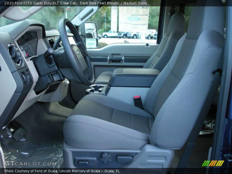 Dark Blue Pearl Metallic / Medium Stone 2010 Ford F250 Super Duty XLT Crew Cab