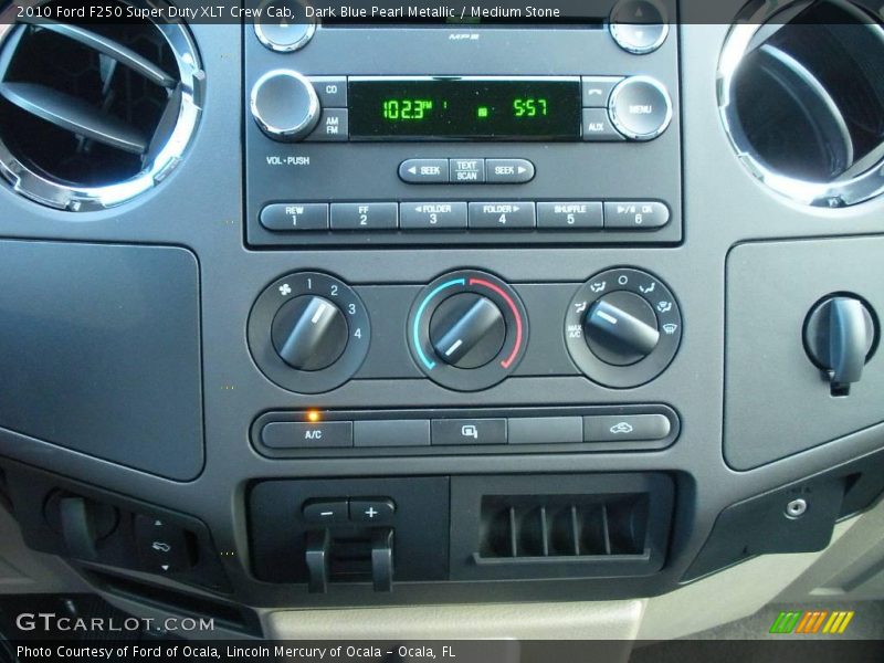 Dark Blue Pearl Metallic / Medium Stone 2010 Ford F250 Super Duty XLT Crew Cab