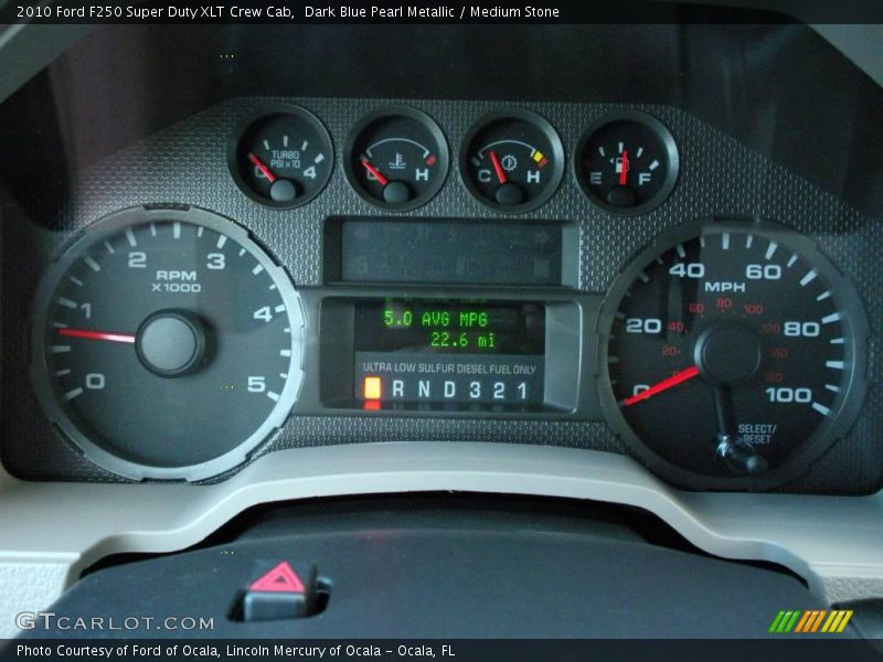 Dark Blue Pearl Metallic / Medium Stone 2010 Ford F250 Super Duty XLT Crew Cab