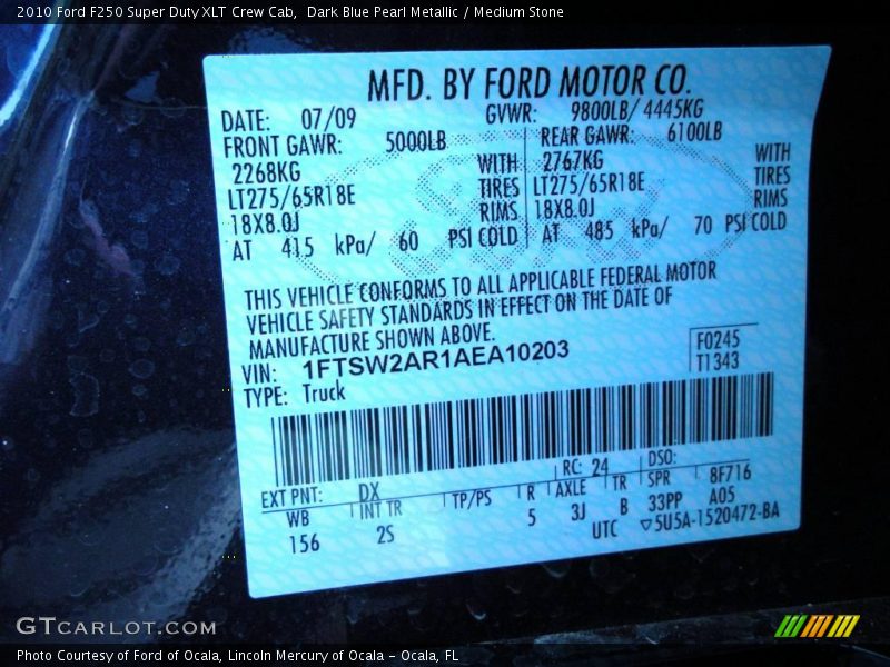 Dark Blue Pearl Metallic / Medium Stone 2010 Ford F250 Super Duty XLT Crew Cab