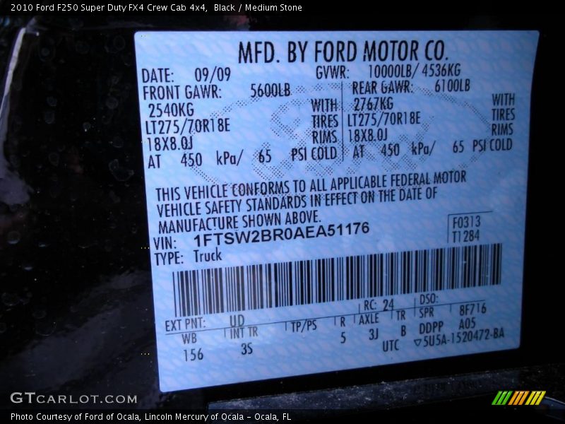 Black / Medium Stone 2010 Ford F250 Super Duty FX4 Crew Cab 4x4