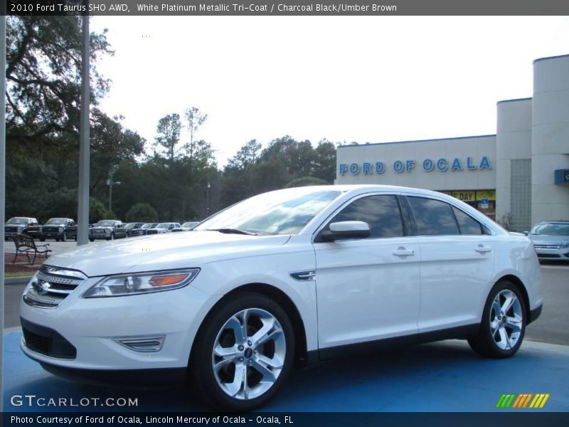 White Platinum Metallic Tri-Coat / Charcoal Black/Umber Brown 2010 Ford Taurus SHO AWD