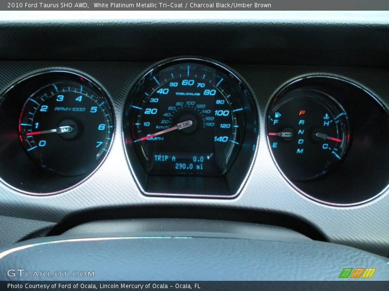 White Platinum Metallic Tri-Coat / Charcoal Black/Umber Brown 2010 Ford Taurus SHO AWD