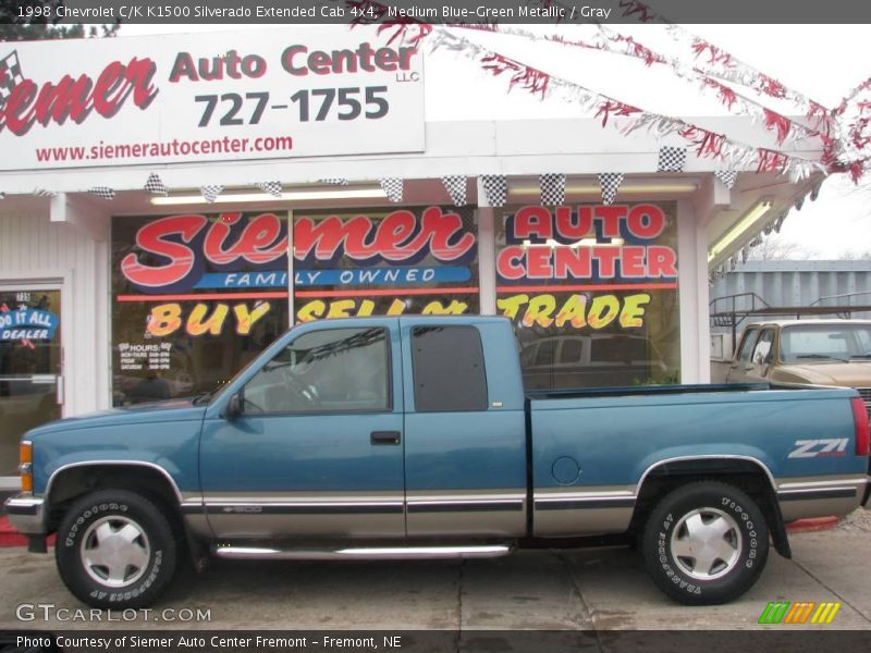 Medium Blue-Green Metallic / Gray 1998 Chevrolet C/K K1500 Silverado Extended Cab 4x4