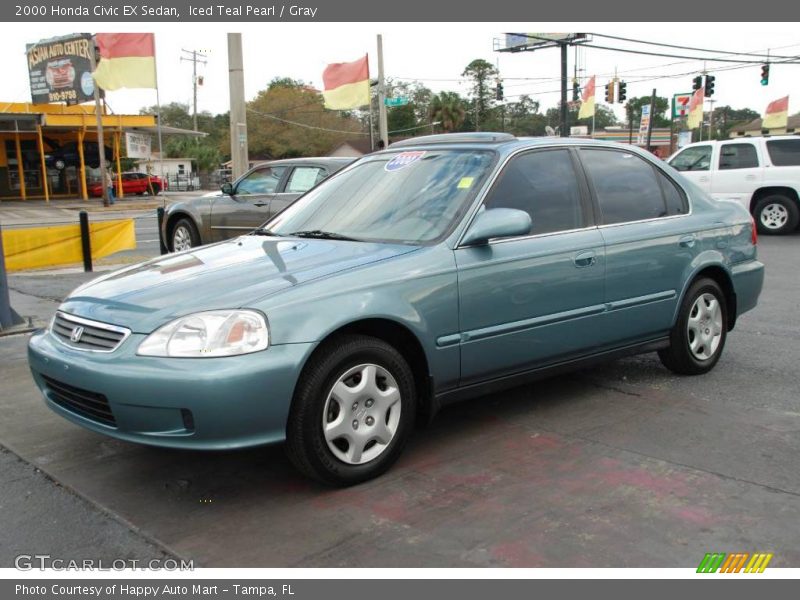 Iced Teal Pearl / Gray 2000 Honda Civic EX Sedan