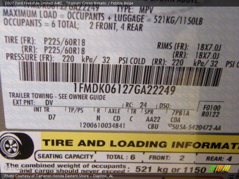 Titanium Green Metallic / Pebble Beige 2007 Ford Freestyle Limited AWD