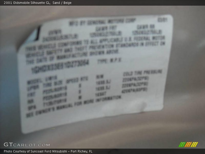 Sand / Beige 2001 Oldsmobile Silhouette GL